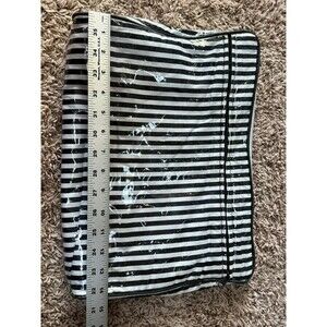 Stripe metal frame large cosmetic bag